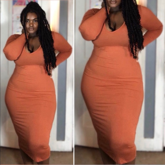 Burnt Orange Midi Dress - Picture 2 of 3